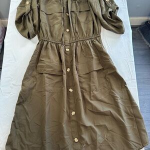 Elegant Olive Long Sleeve Dress